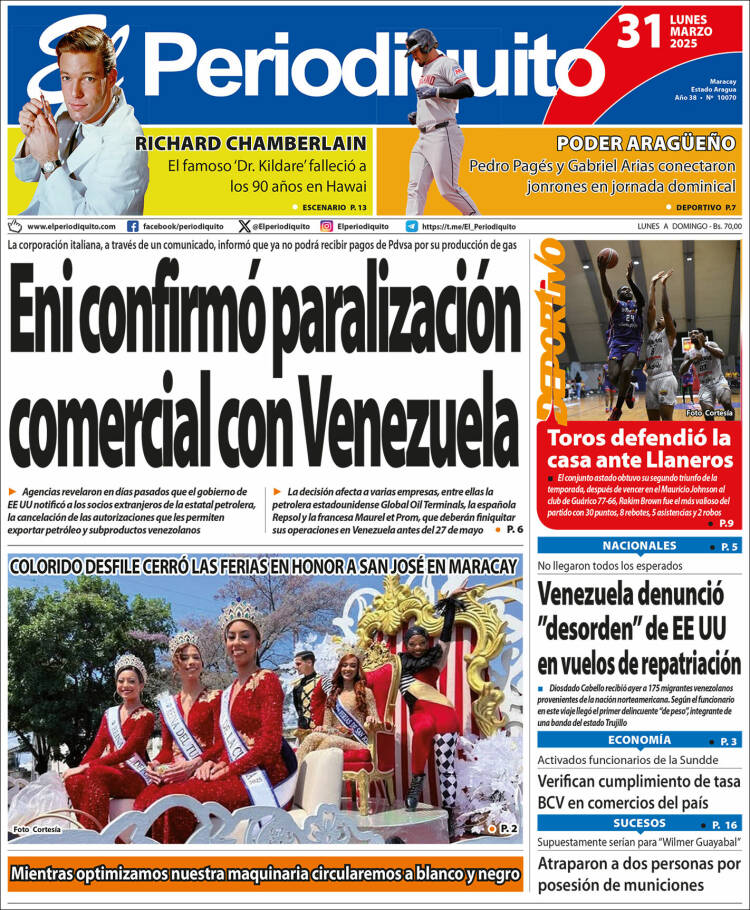 Titulares de la prensa nacional para este lunes 31 de marzo
