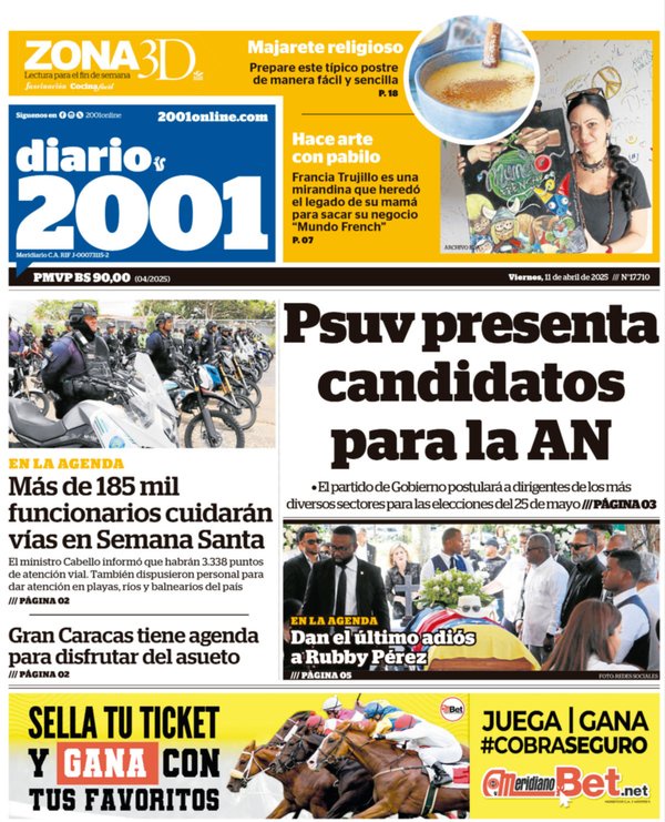 Titulares de la prensa nacional para este viernes 11 de abril