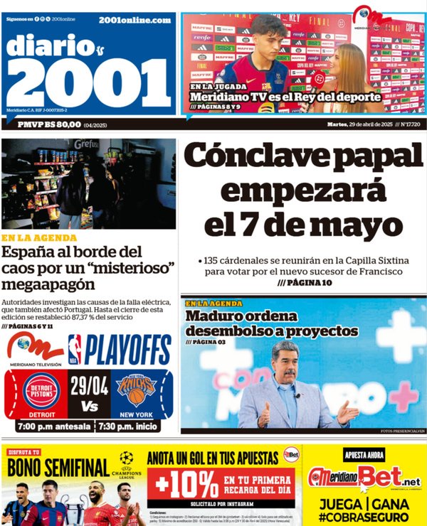 Titulares de la prensa nacional para este martes 29 de abril
