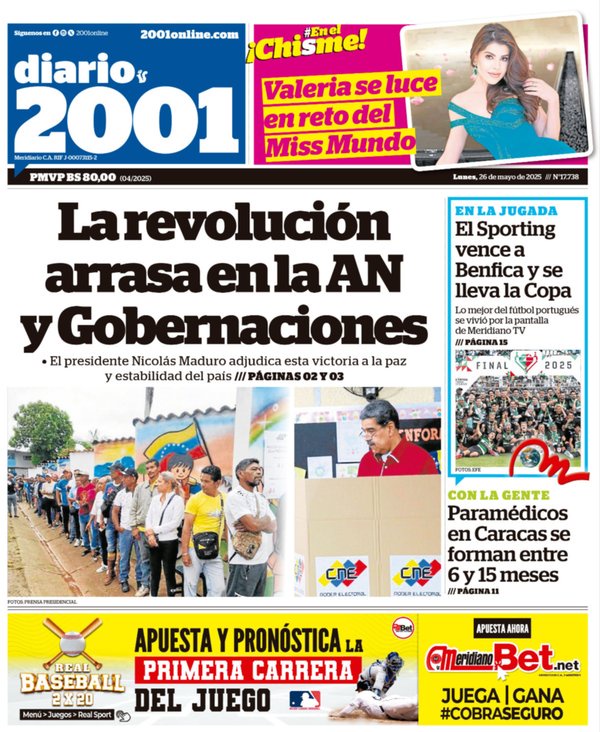 Titulares de la prensa nacional para este lunes 26 de mayo
