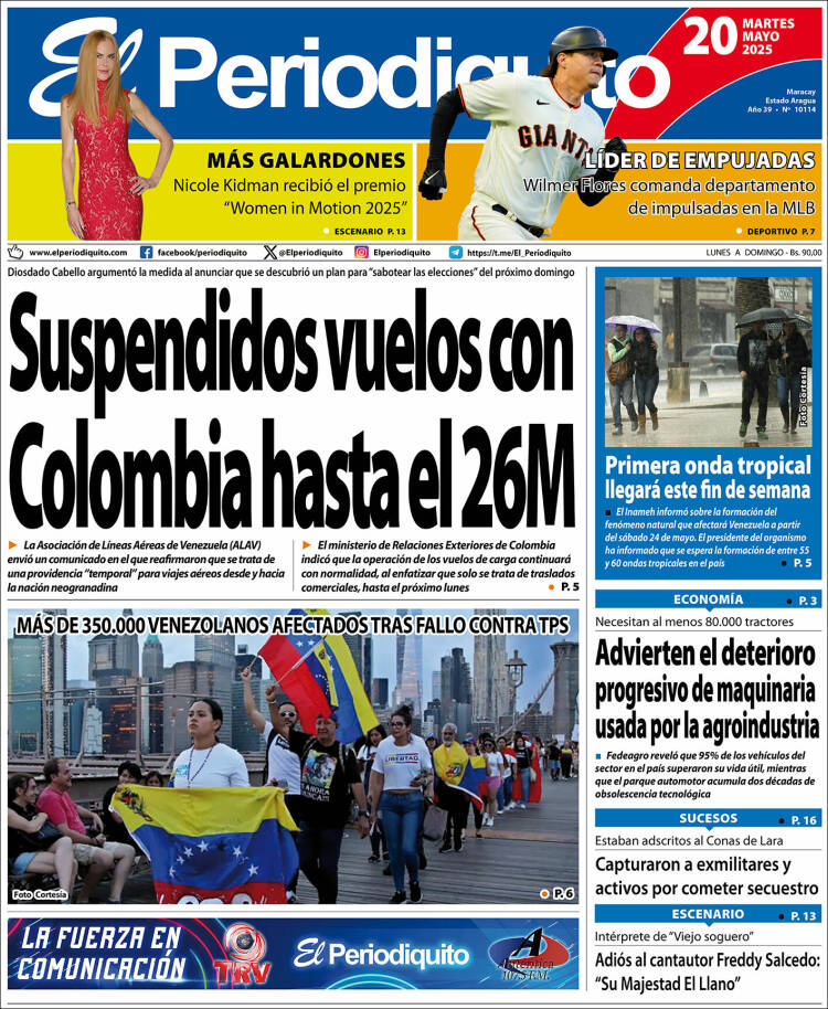 Titulares de la prensa nacional para este martes 20 de mayo
