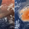 Así se ve desde el espacio la densa nube de polvo del Sahara que cubrirá Venezuela durante toda la semana