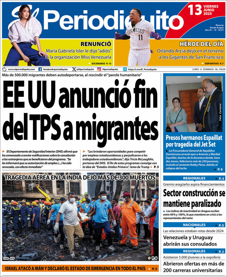 Titulares de la prensa nacional para este viernes 13 de junio