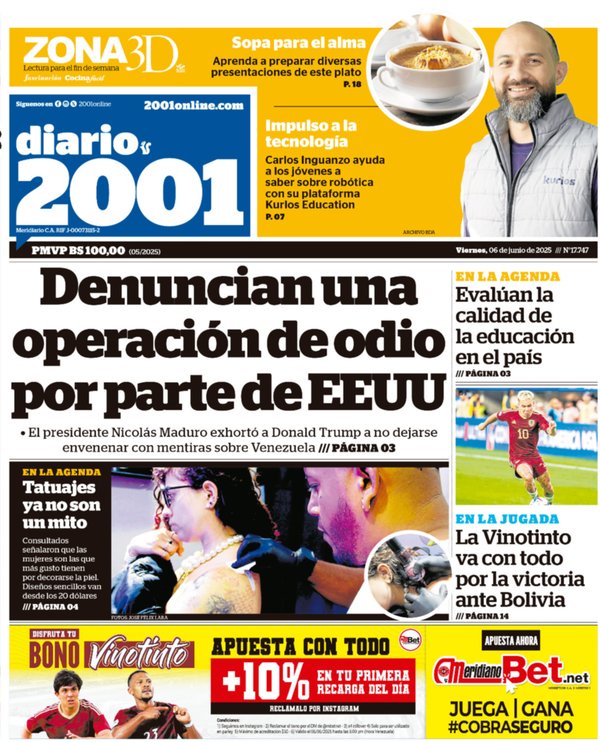 Titulares de la prensa nacional para este viernes 6 de junio