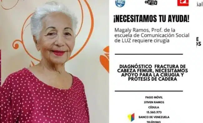 Manos solidarias por la profesora Magaly Ramos: Requiere prótesis de cadera tras fuerte caída