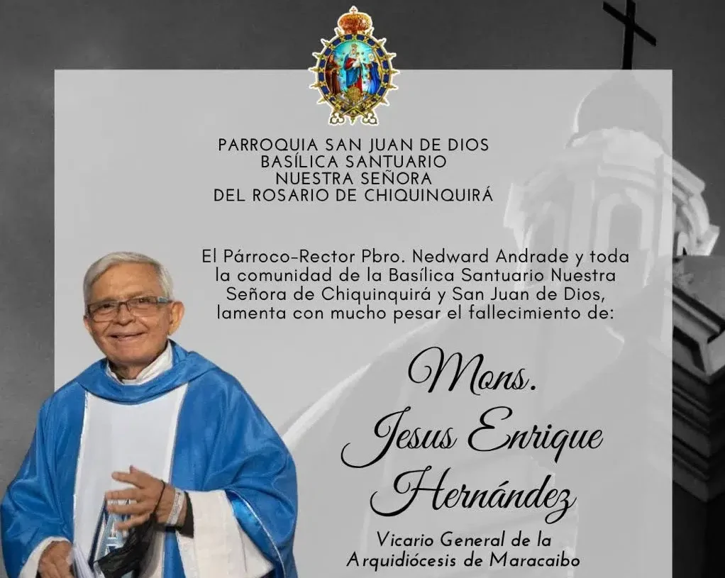 Falleció monseñor Jesús Enrique Hernández, Vicario General de la Arquidiócesis de Maracaibo