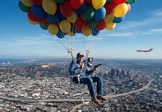 ¡Fue real!: El increíble vuelo en un sillón de jardín que sorprendió a Los Ángeles